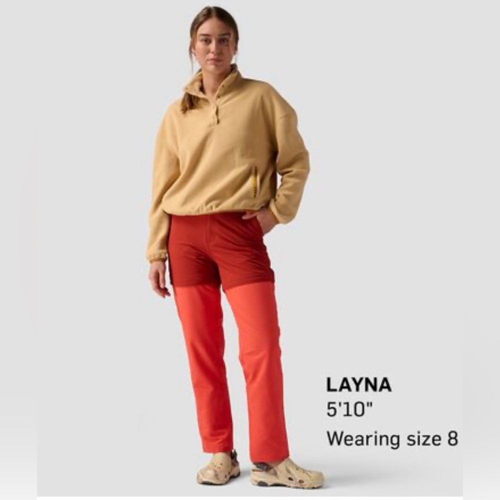 Stoic Wander Zip Off Pants. Hiking pants, color: Red Ochre/Tigerlily. Size 12